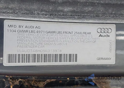 2005 Audi A4 3.0 from USA, damaged, VIN WAUDT48H05K013978